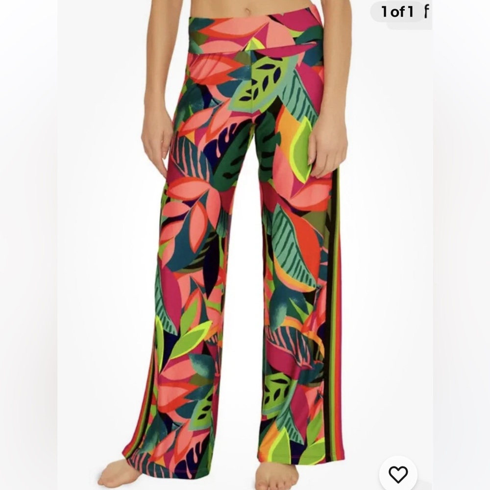 TRINA TURK Rainforest Beach Pants Wide Leg Swimsuit Cover Up Pants NWT $162